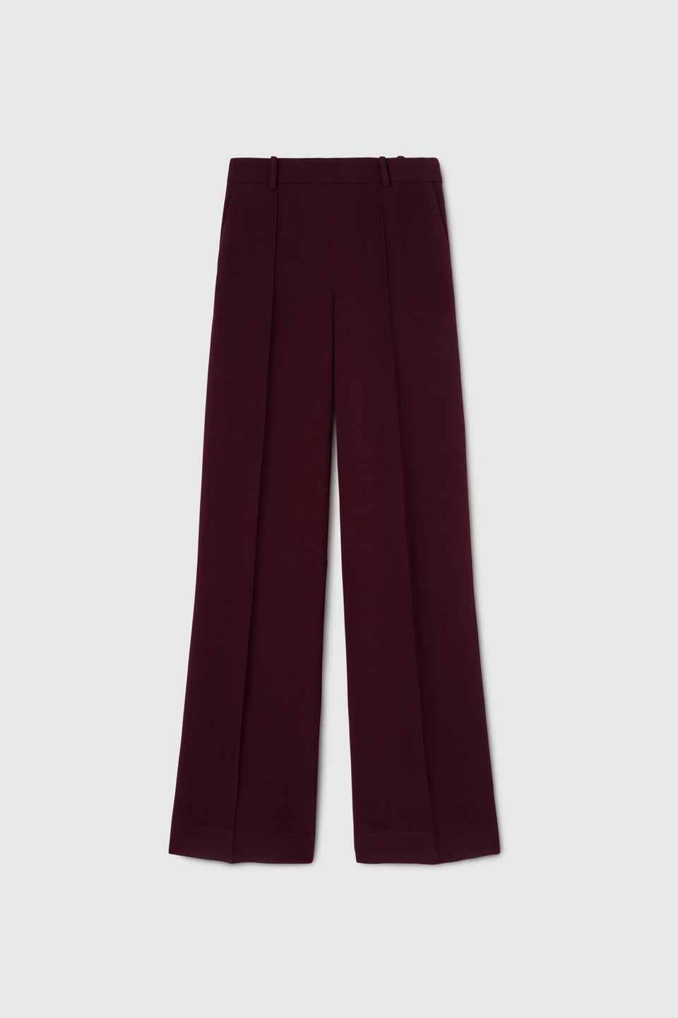 Wide-leg trousers in burgundy fabric