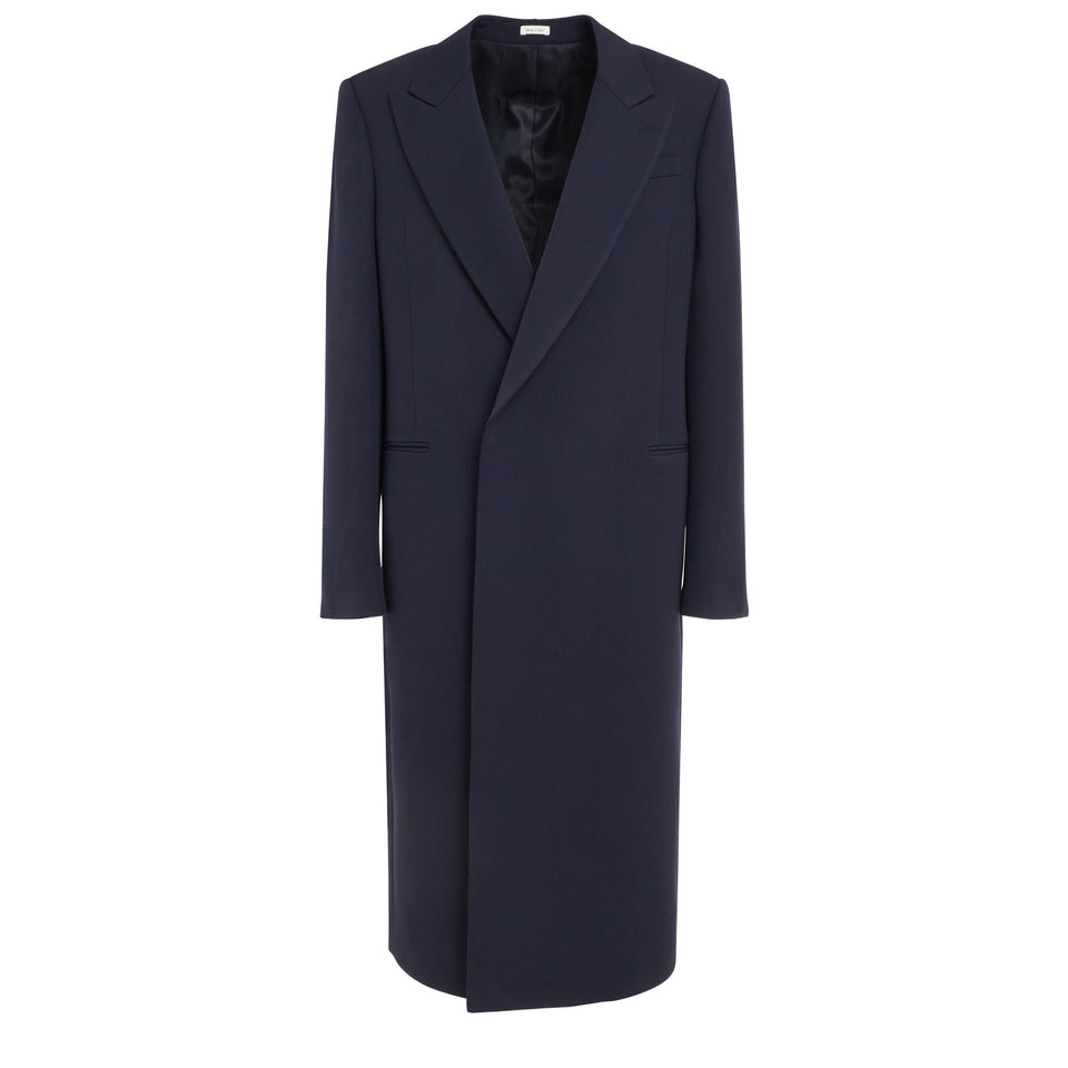 Cappotto doppio petto in lana blu