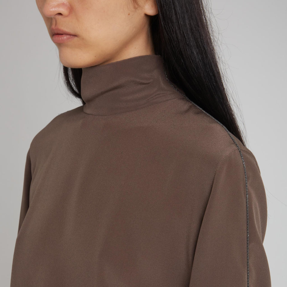 Brown fabric sweater