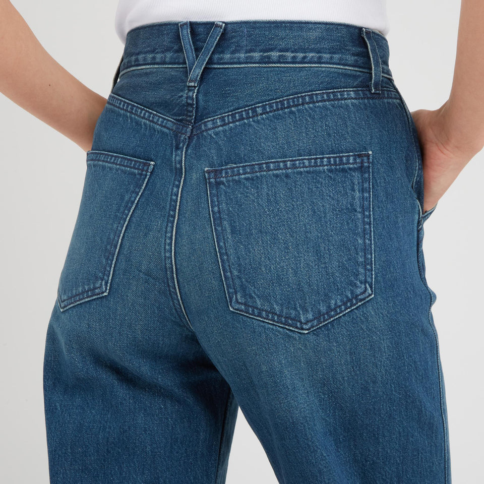 Blue denim flared jeans