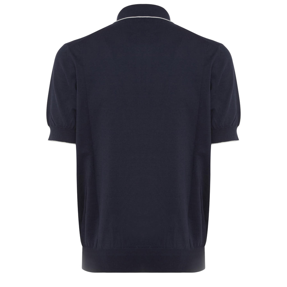 Polo in cashmere blu