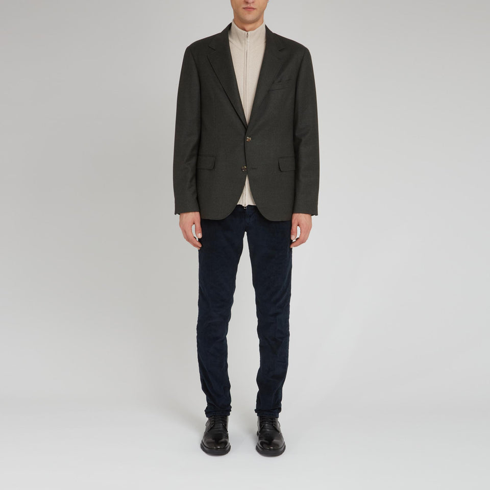 Giacca mono petto in lana verde