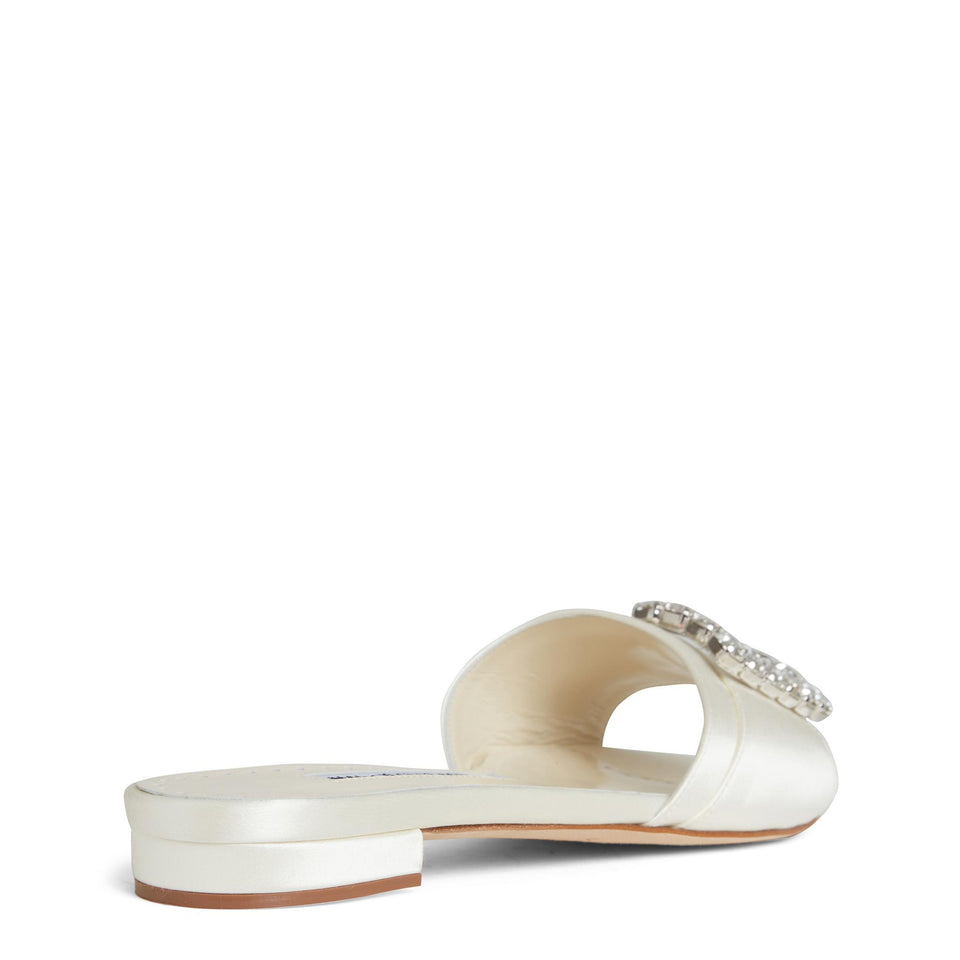 Sandalo flat "Ramiflat" in raso bianco 224-1701 LCRM MANOLO BLAHNIK