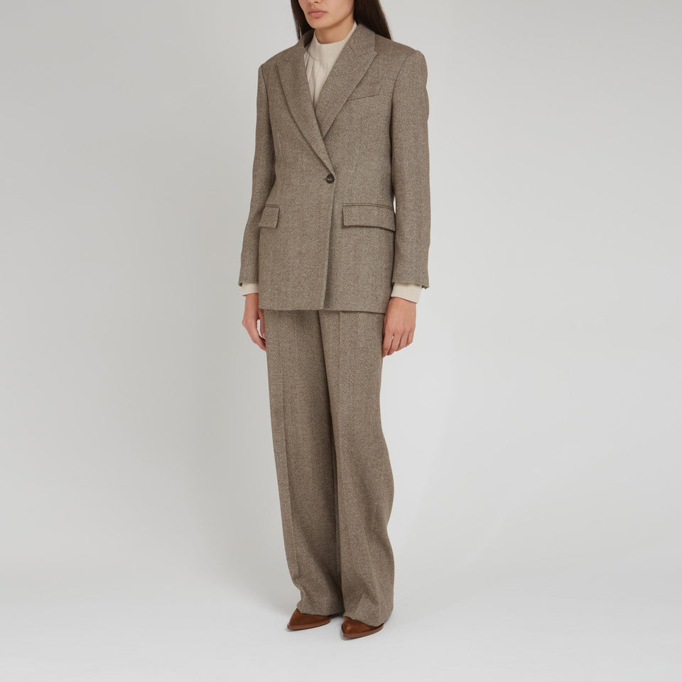 Blazer doppio petto in lana marrone
