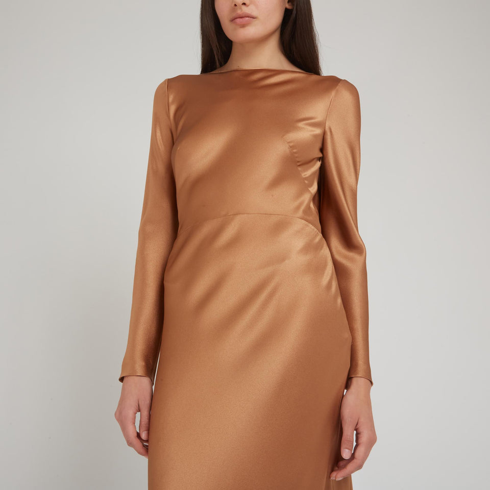 Maxi abito in tessuto bronzo