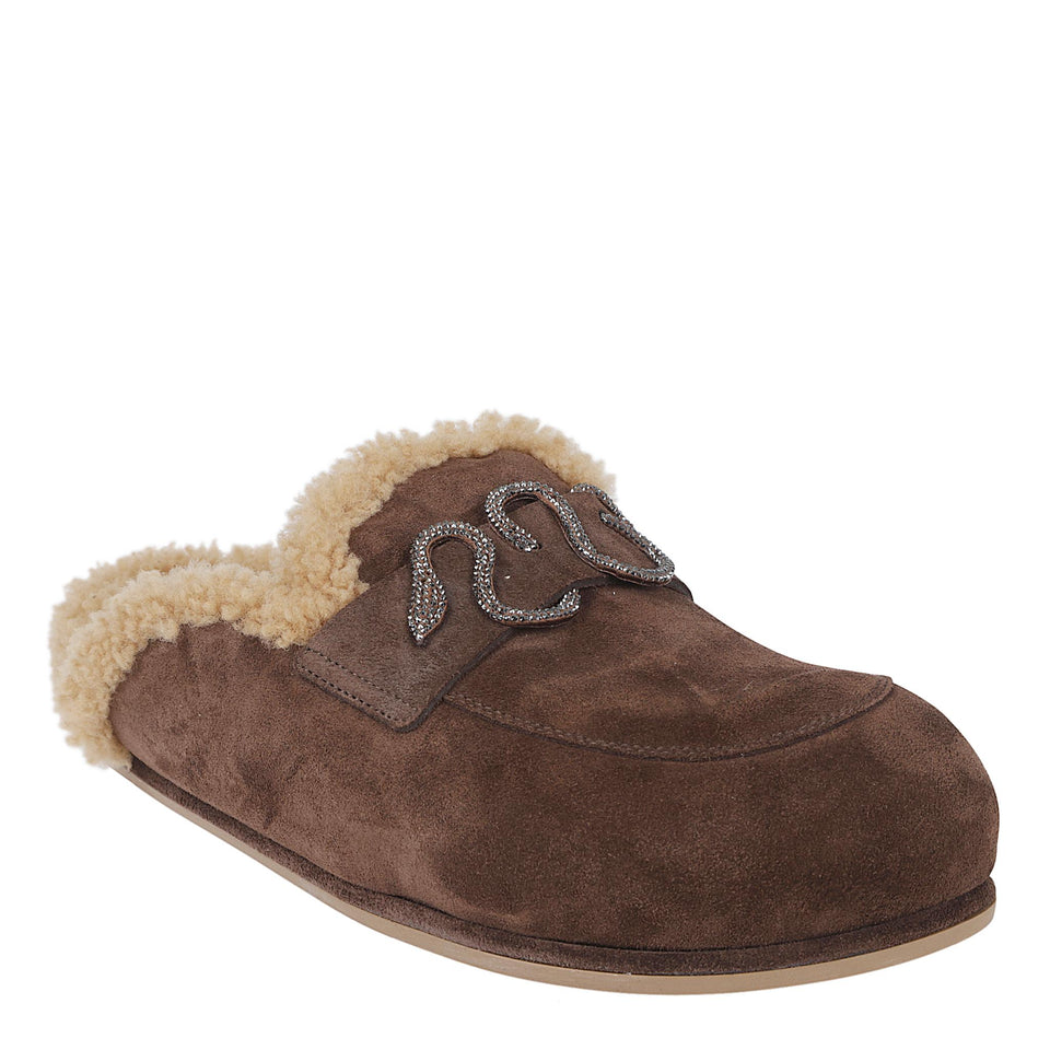 Slippers in suede marroni C12673-020 CRO1Y364BROWN RENE CAOVILLA
