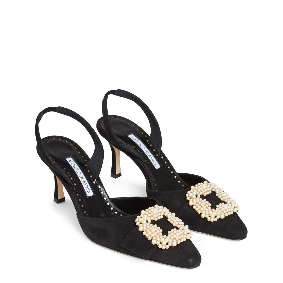 Decolletè "Gibsli 70'' in suede nero 125-2897 BLCKYOTH MANOLO BLAHNIK