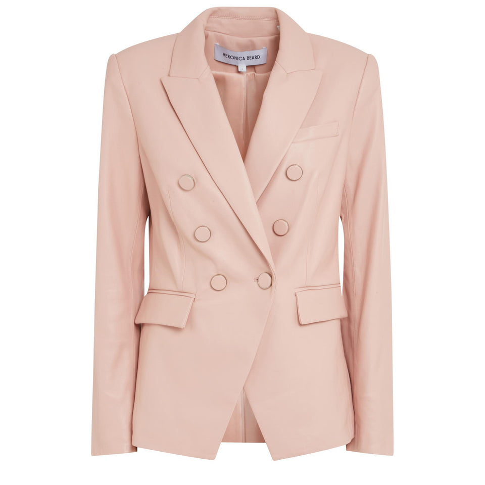 Giacca doppio petto in pelle rosa
