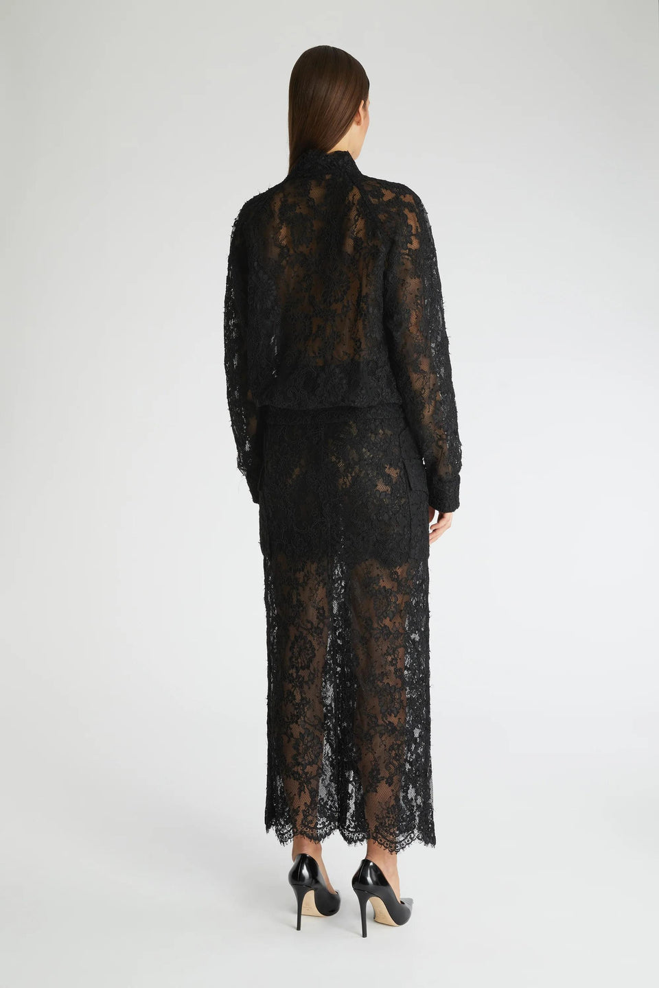 Bomber in pizzo nero