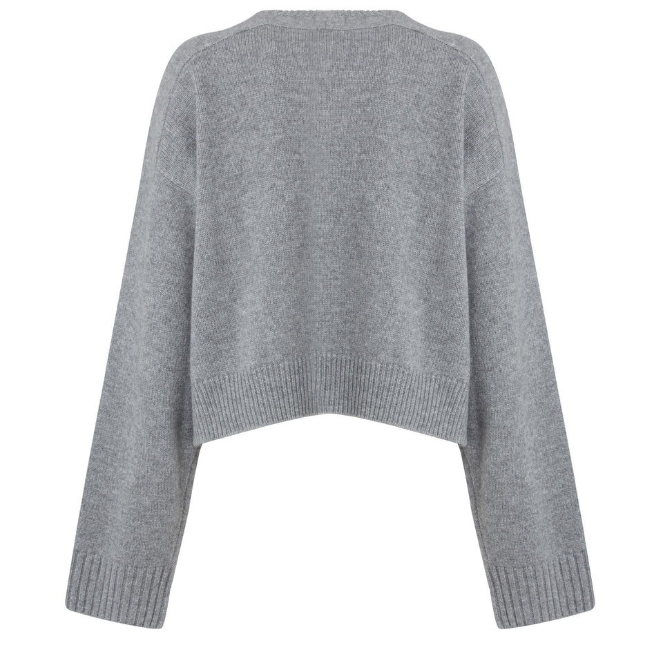 "Bruzzi" crop sweater in grey wool