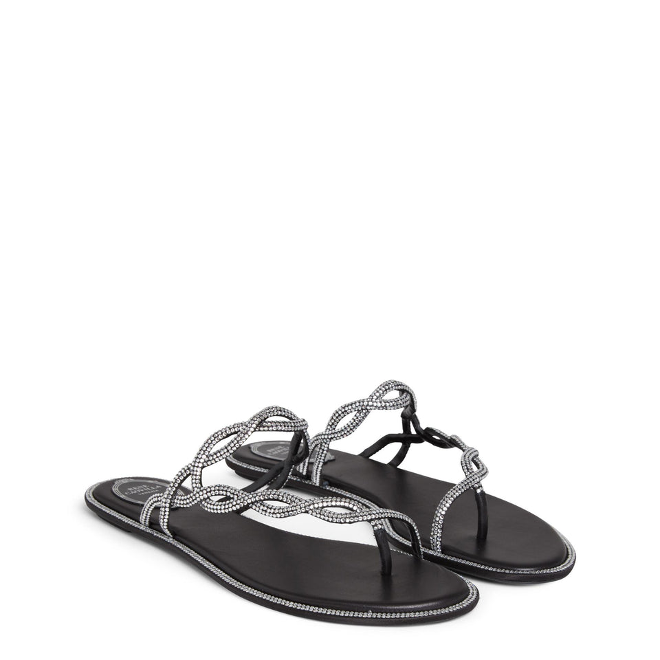 Sandalo flat ''Braid'' in pelle nero C12482-010 R001V065BLACK RENE CAOVILLA