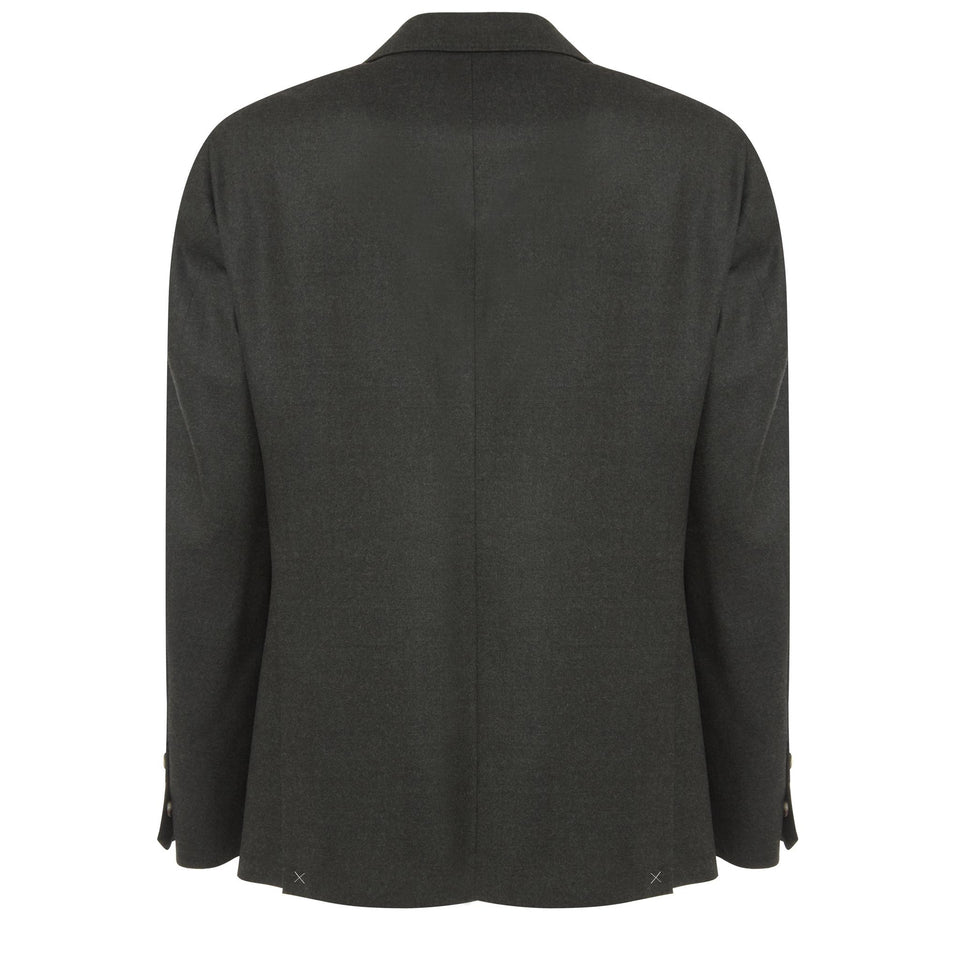 Giacca mono petto in lana verde