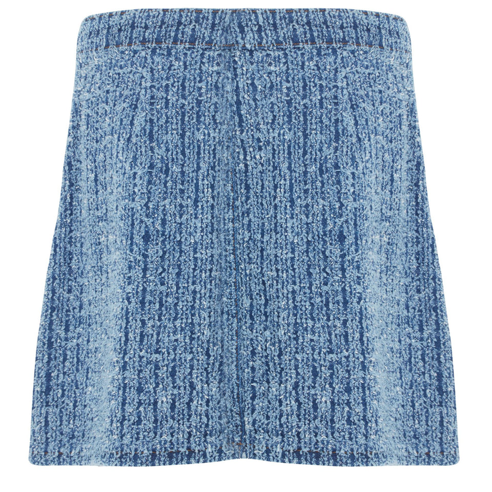 Mini gonna in tweed blu