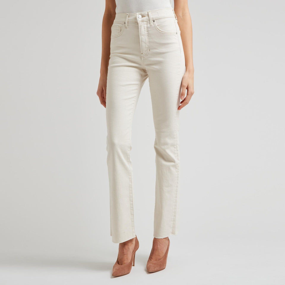 White denim flared jeans