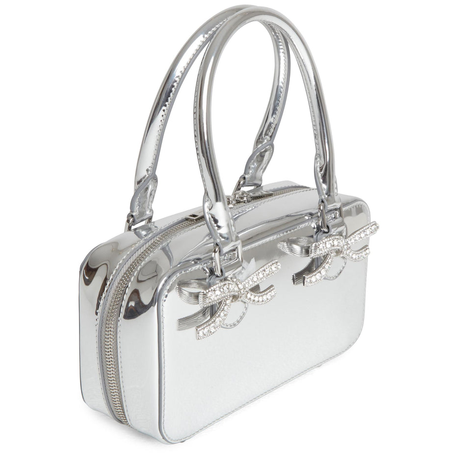 Mini silver leather bag