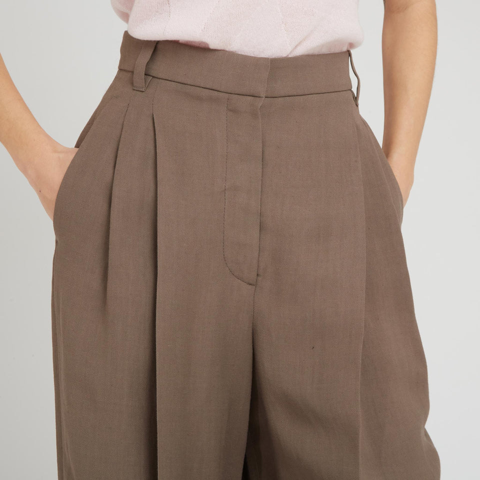 Brown linen trousers