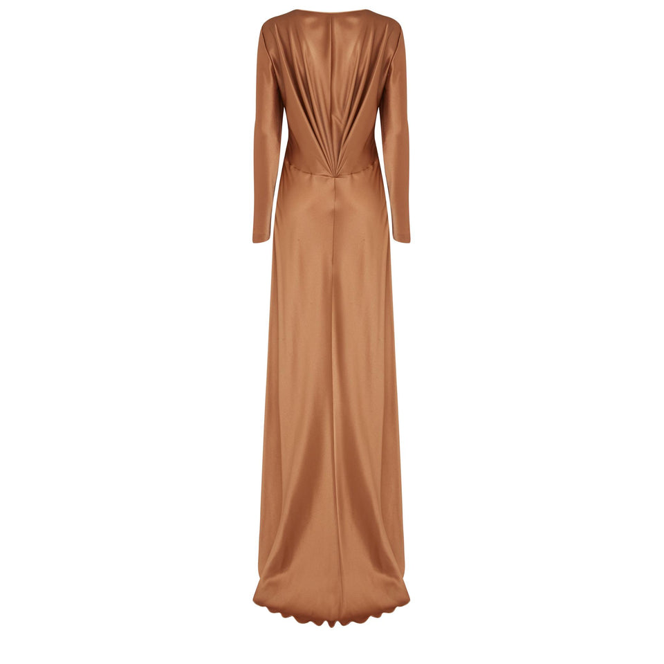 Maxi abito in tessuto bronzo