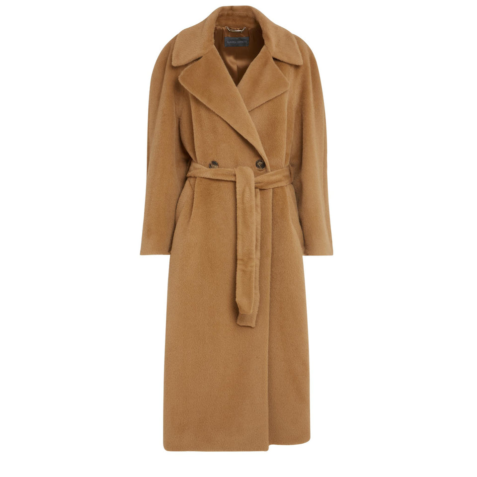 Beige wool double breasted coat