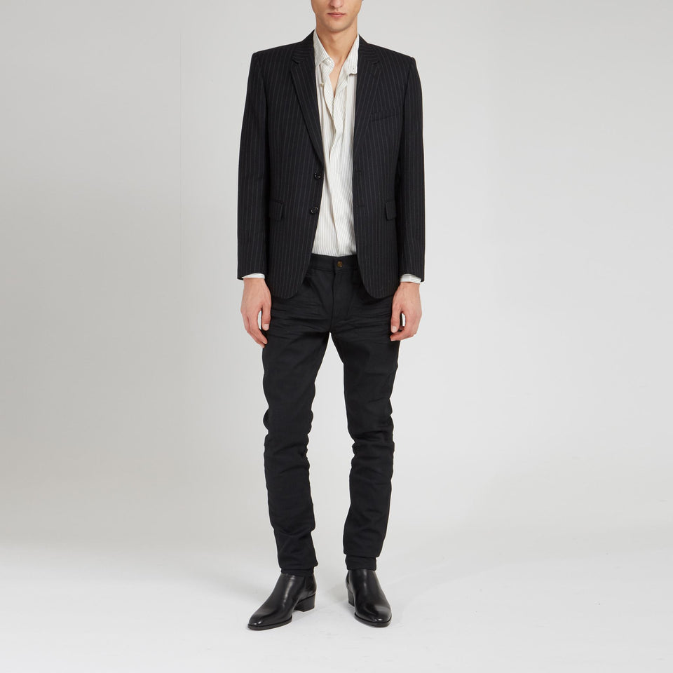 Giacca in flanella di lana nera - GIO MORETTI