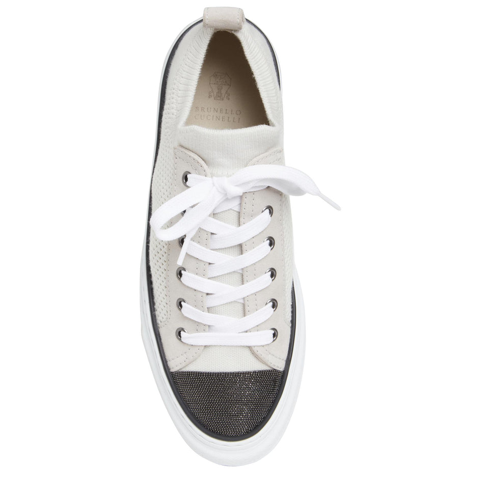 Sneakers in maglia beige MZ35G2650 C9588 BRUNELLO CUCINELLI