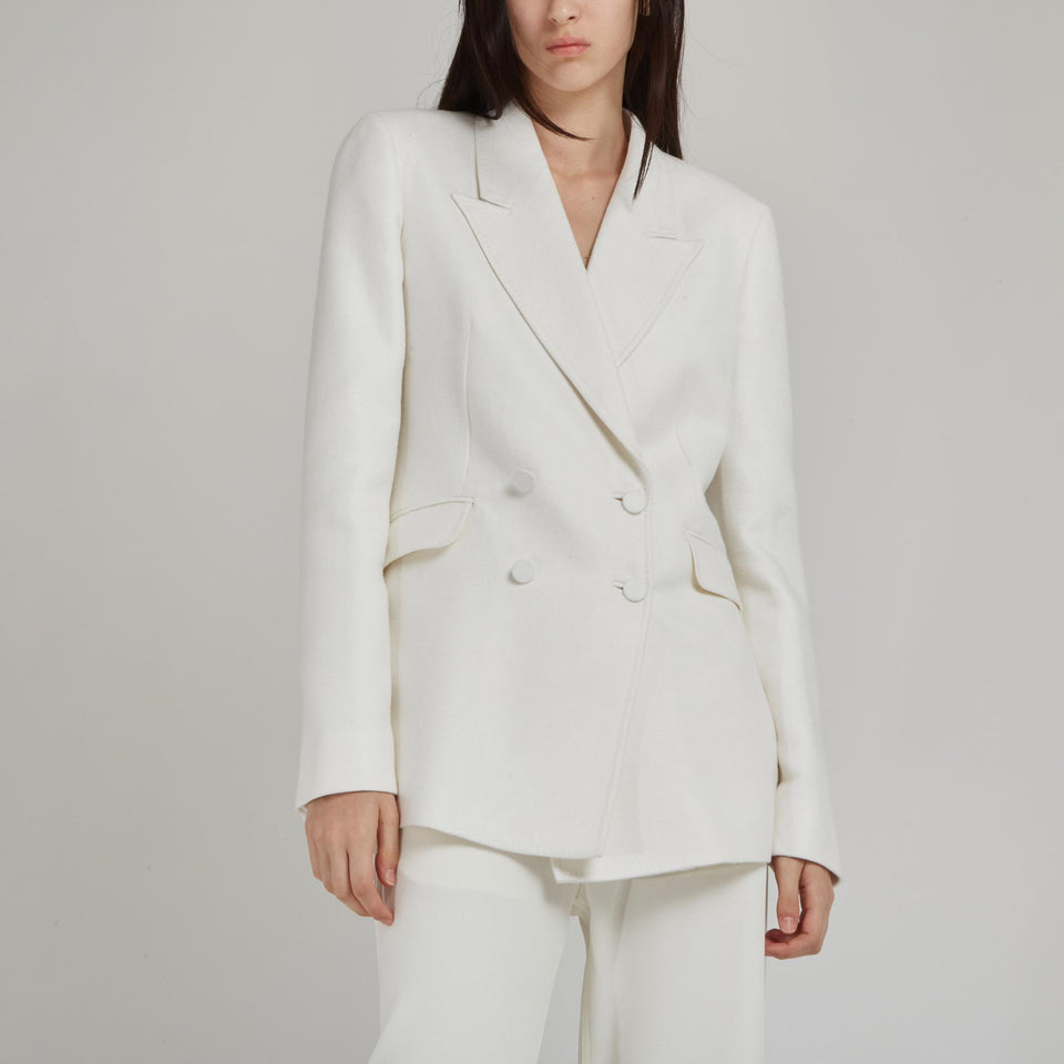 Blazer doppio petto "Stephanie" in seta bianca