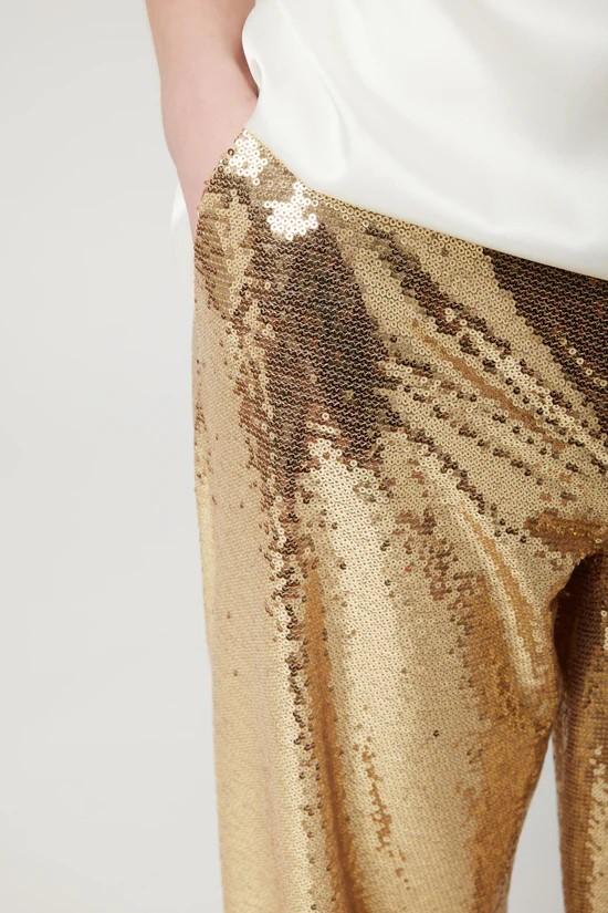 Gold fabric trousers