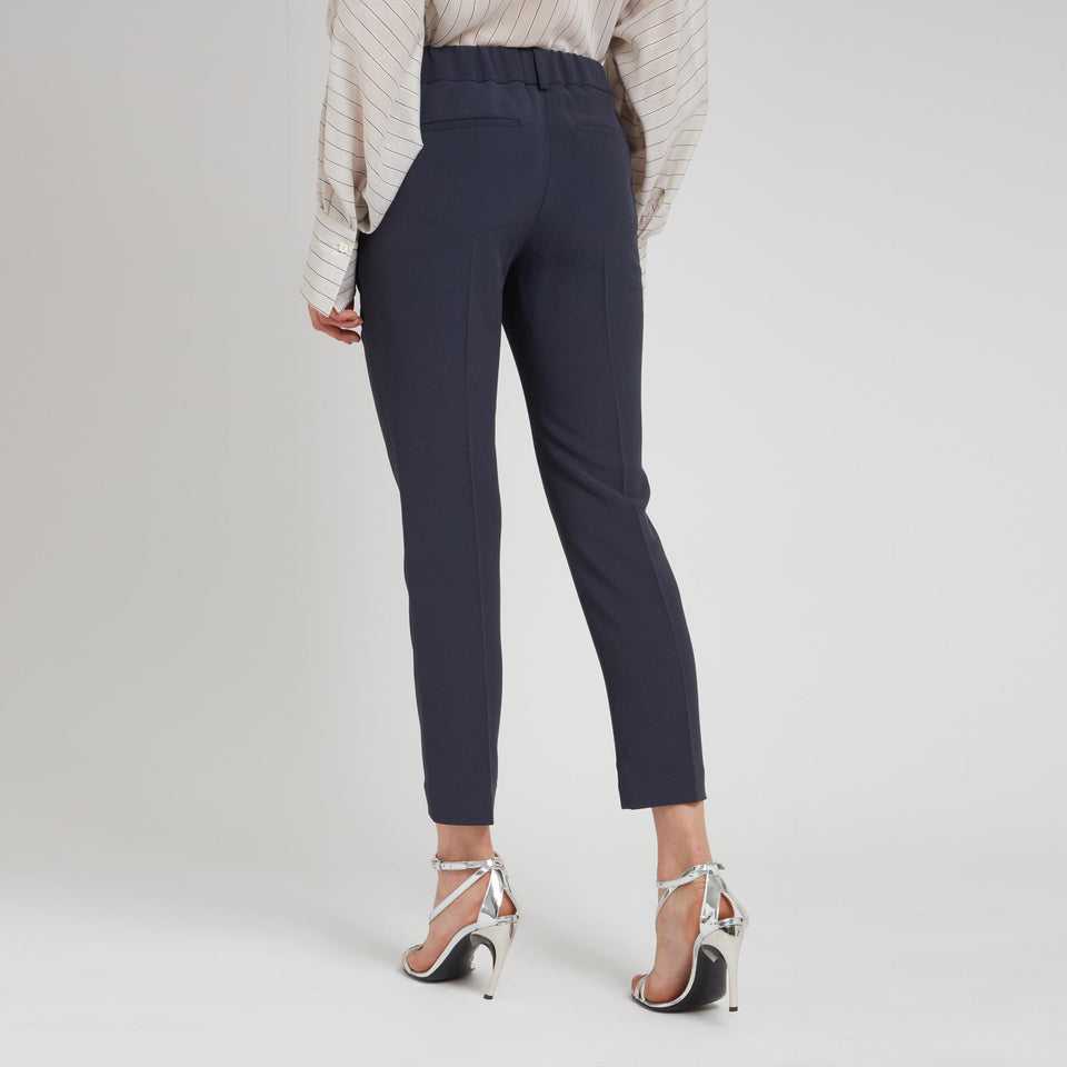 Pantalone in seta blu