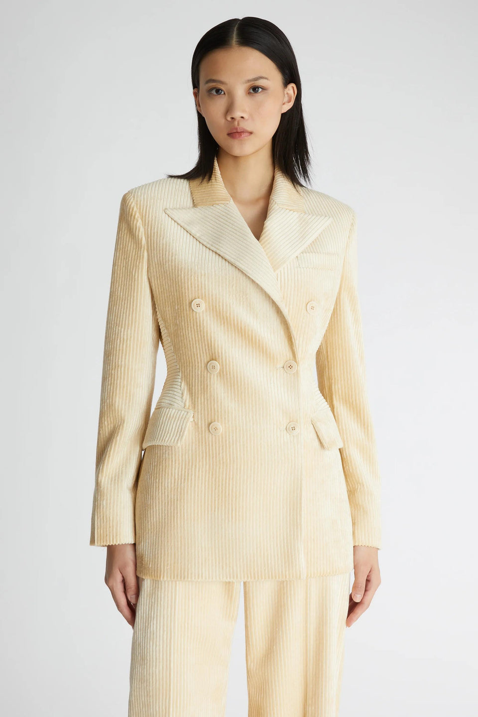 White double-breasted fabric jacket