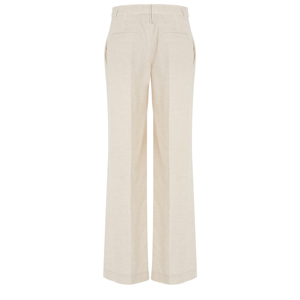 Pantalone in tessuto beige