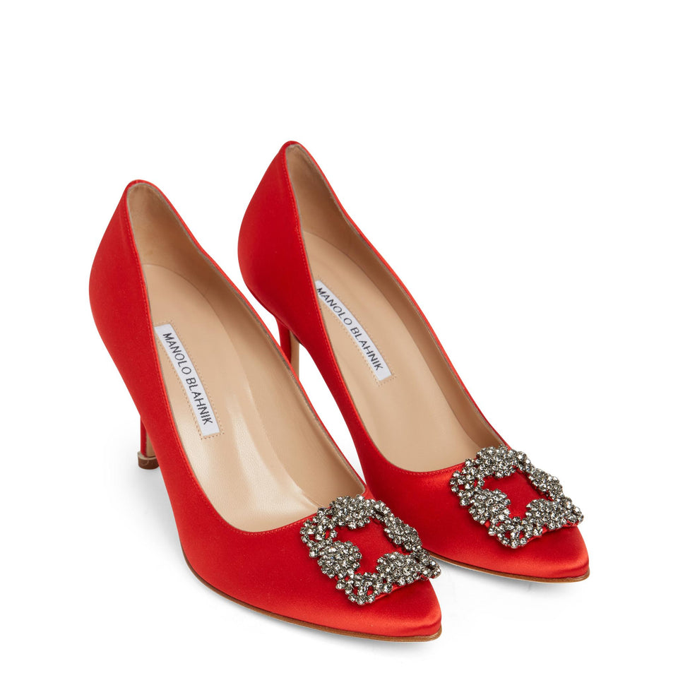 Decolletè ''Hangisi 90'' in raso rossa 9XX-0663 0030 MANOLO BLAHNIK