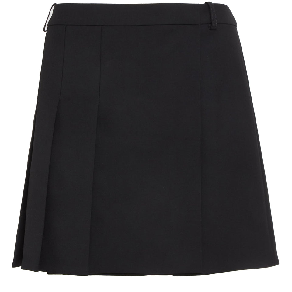 Mini gonna in lana nera