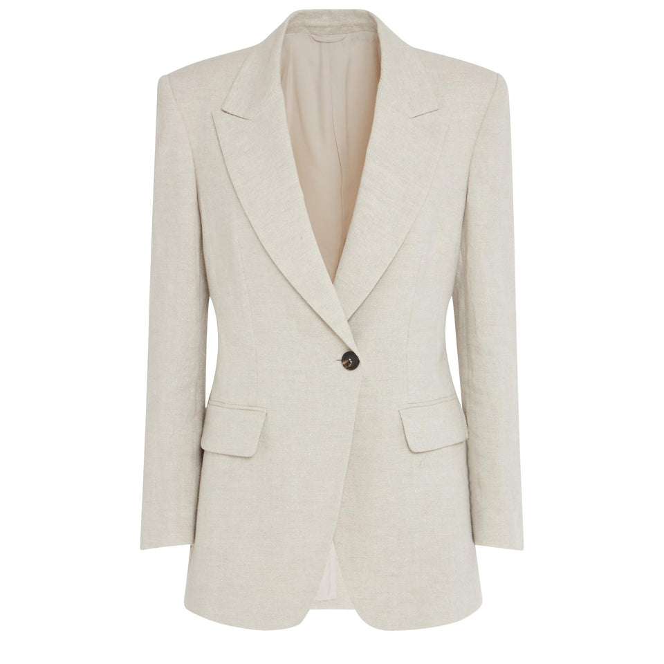 Single breasted grey linen jacket