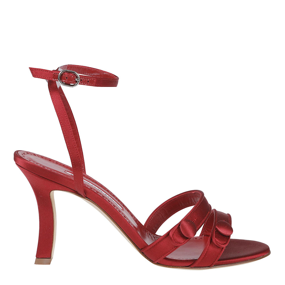 Sandalo "Neusita" 90 in satin rosso 325-3040 DRED MANOLO BLAHNIK