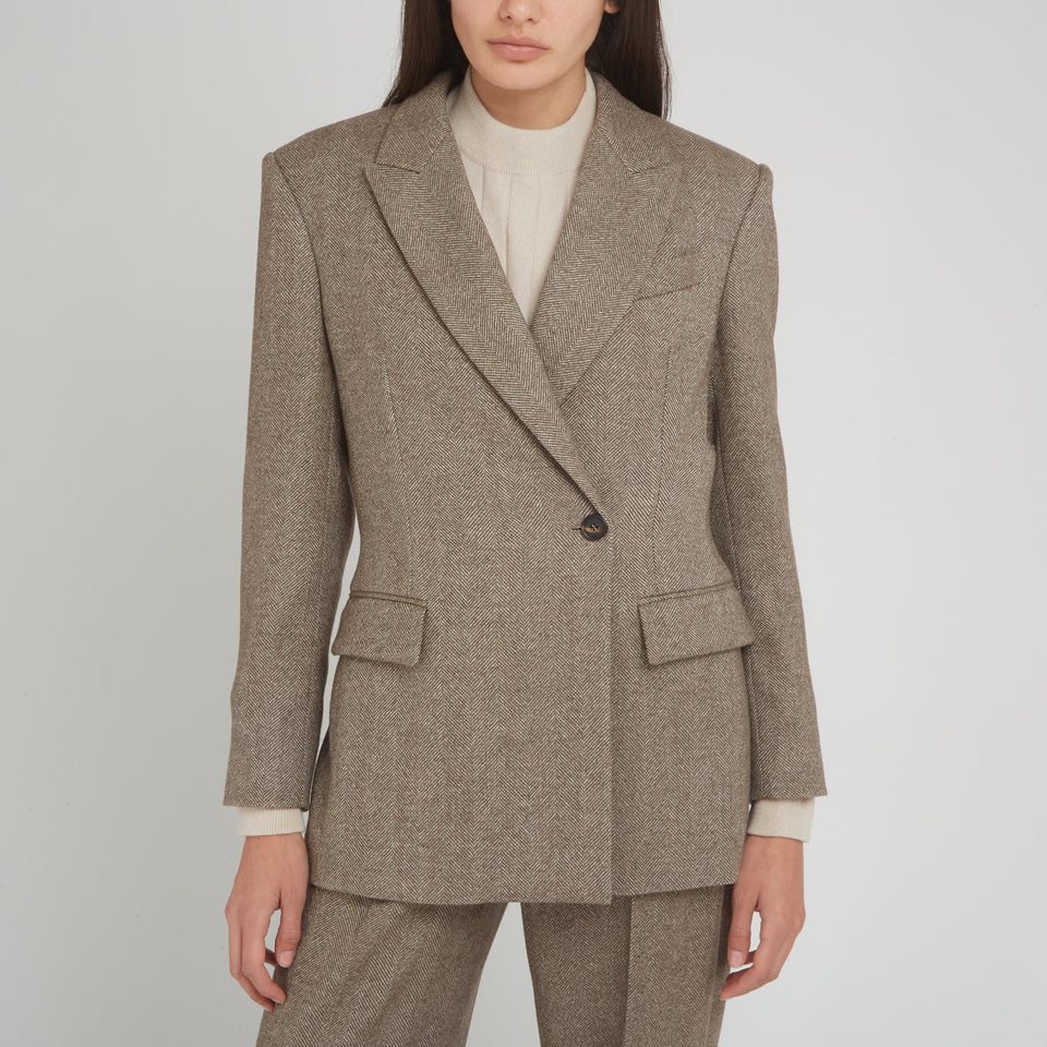 Blazer doppio petto in lana marrone