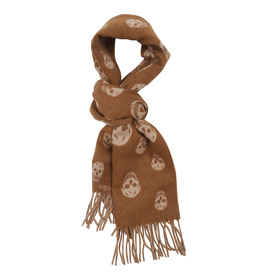 Sciarpa ''Skull'' in lana marrone 835379 4890Q2279 ALEXANDER MCQUEEN