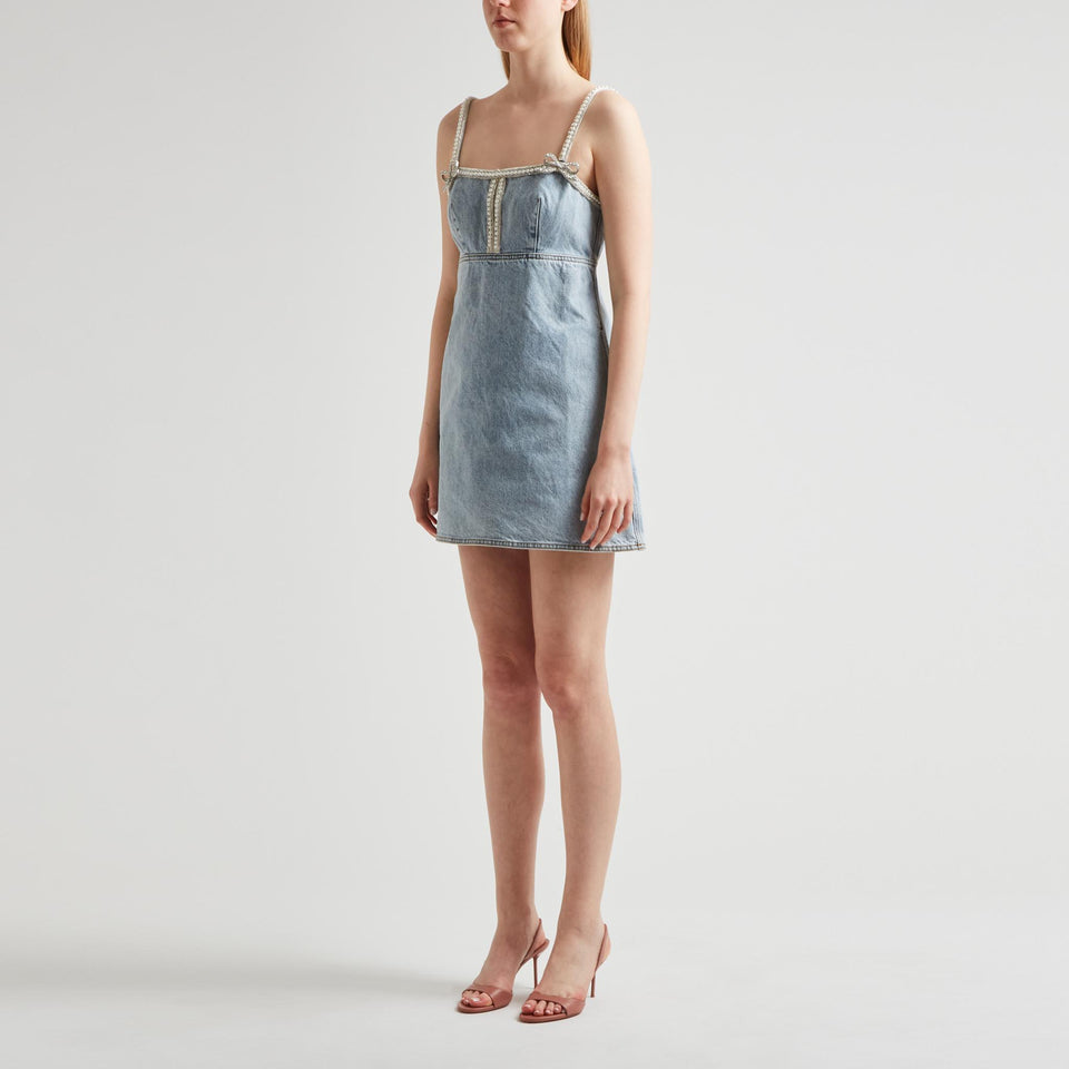 Mini abito in denim azzurro