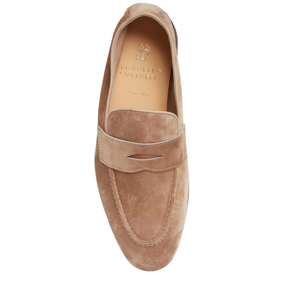 Mocassini in suede beige MZUCAHG730 C2767 BRUNELLO CUCINELLI