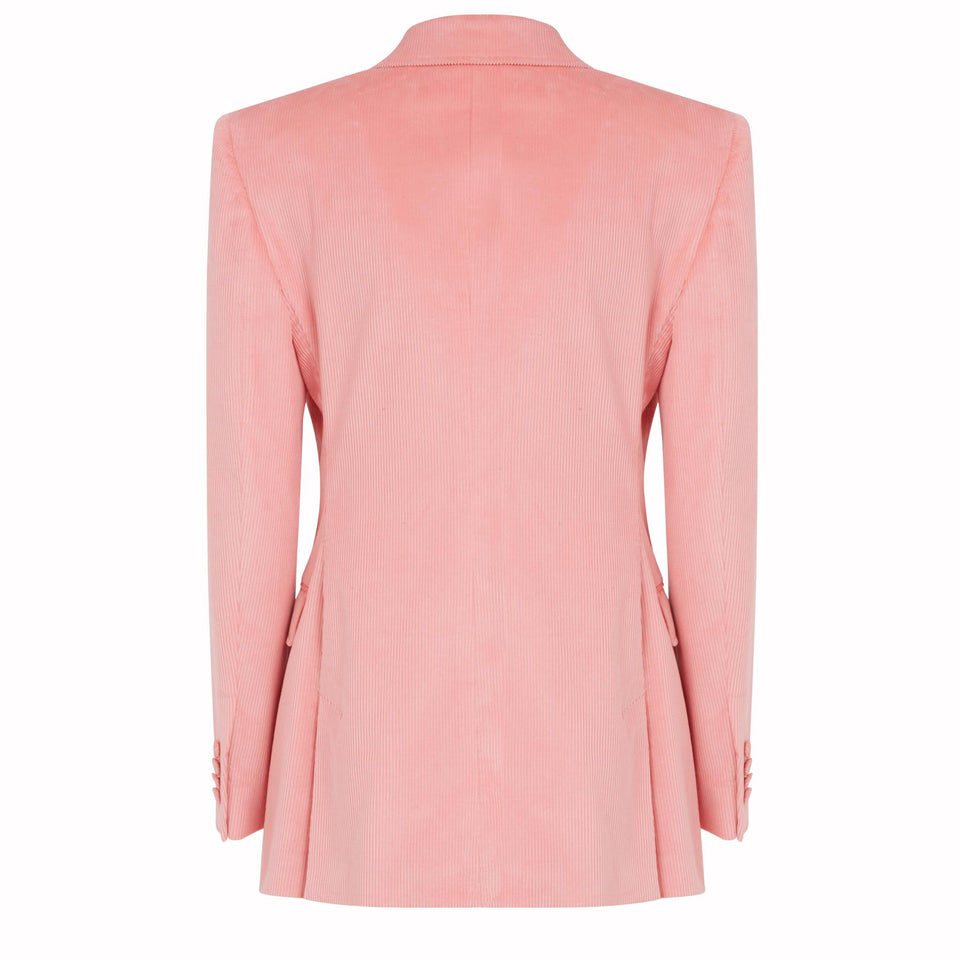 "Gavin" Double Breasted Blazer in Pink Cotton