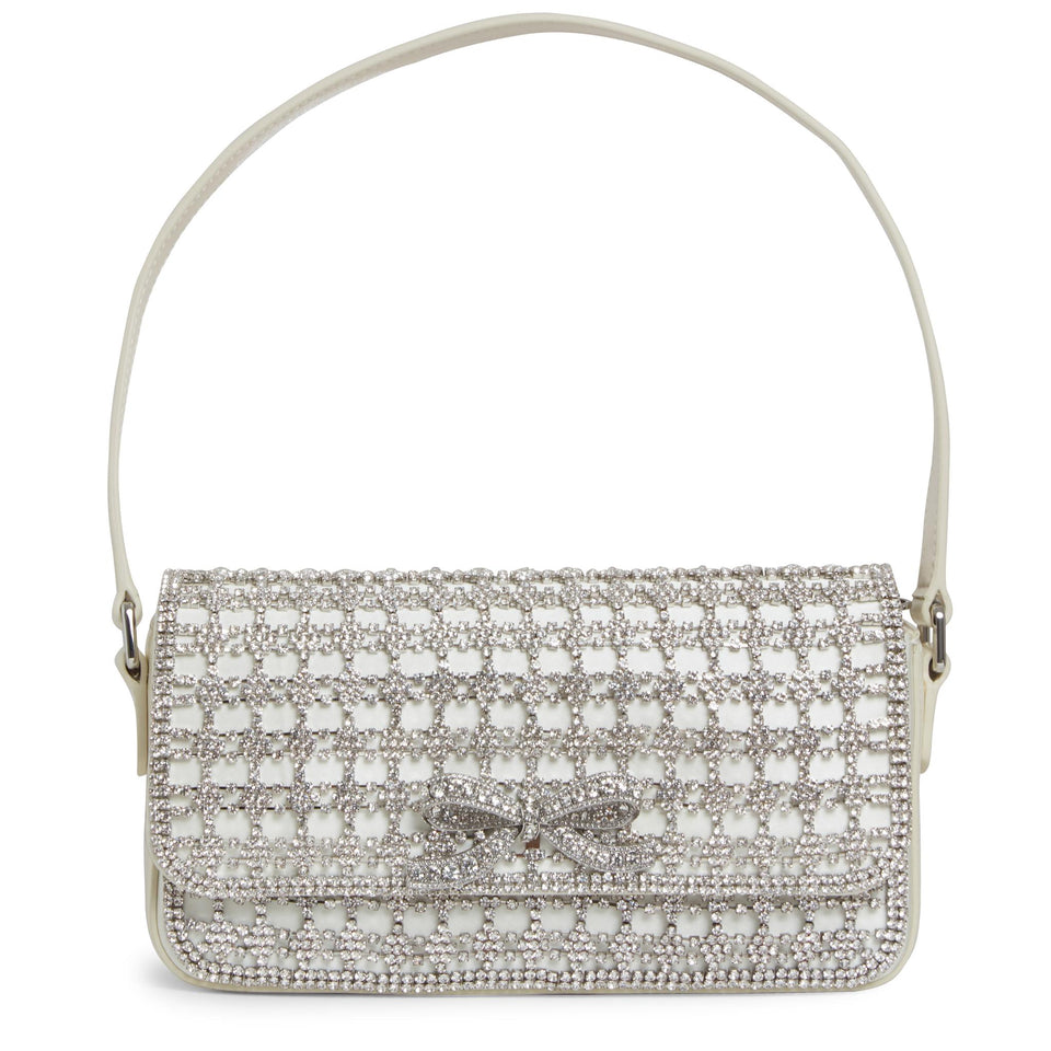 Borsa a mano in cristalli bianchi