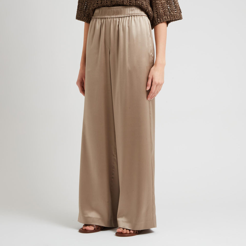 Pantalone in seta beige