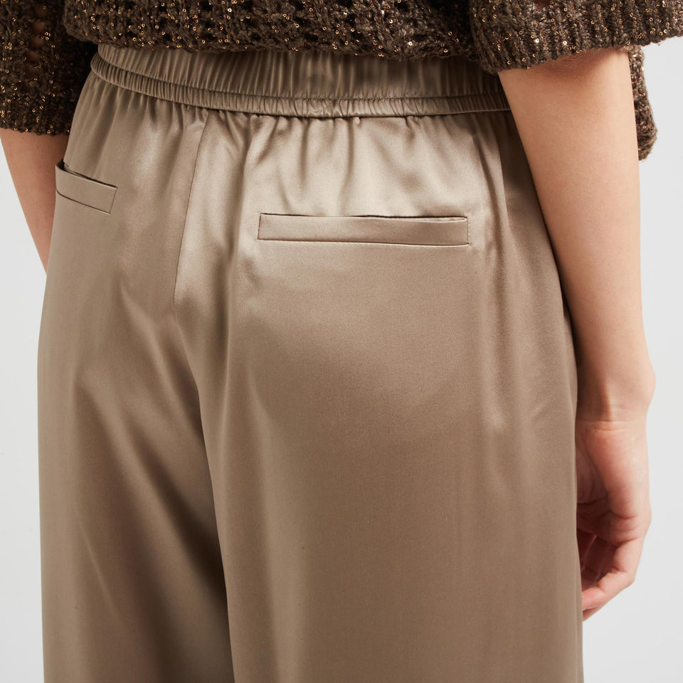 Pantalone in seta beige