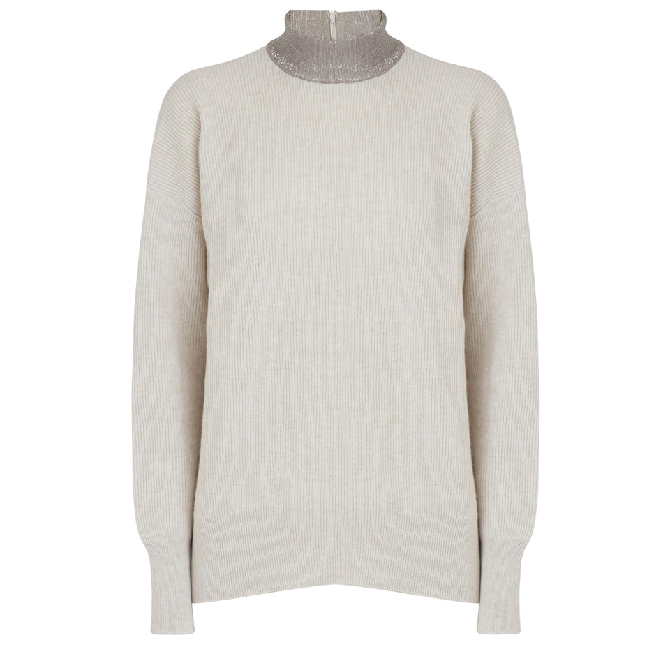 Maglia in cashmere beige