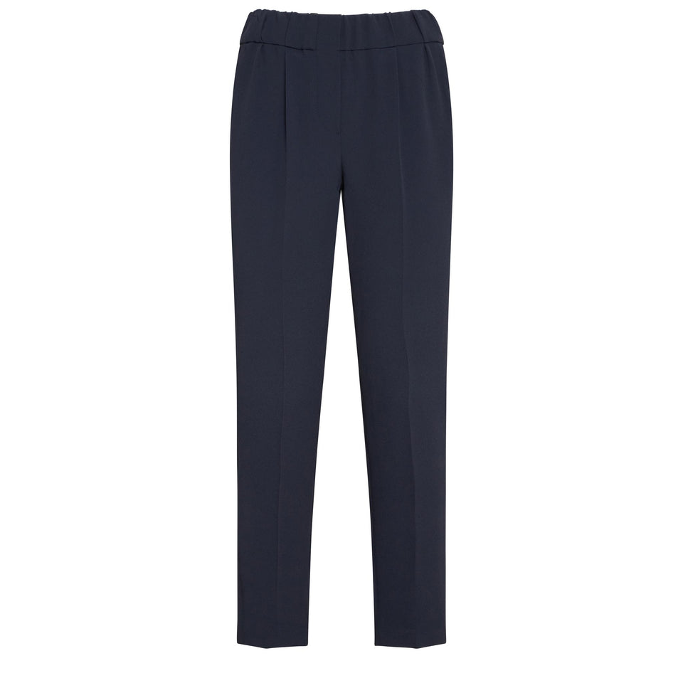 Pantalone in seta blu
