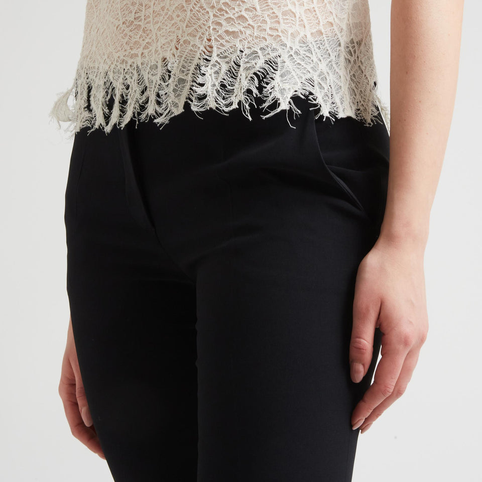 Black wool flared trousers