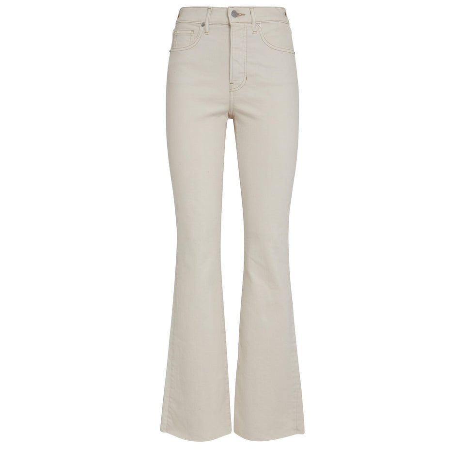 White denim flared jeans