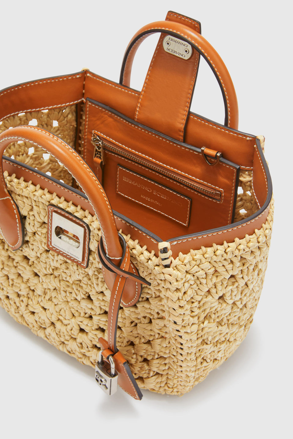 Beige raffia mini bag