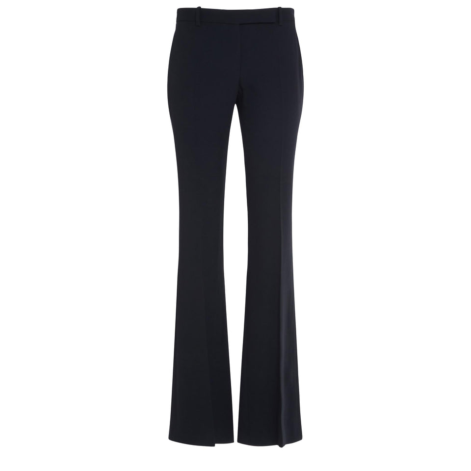 Black wool flared trousers