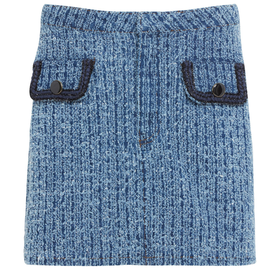 Mini gonna in tweed blu