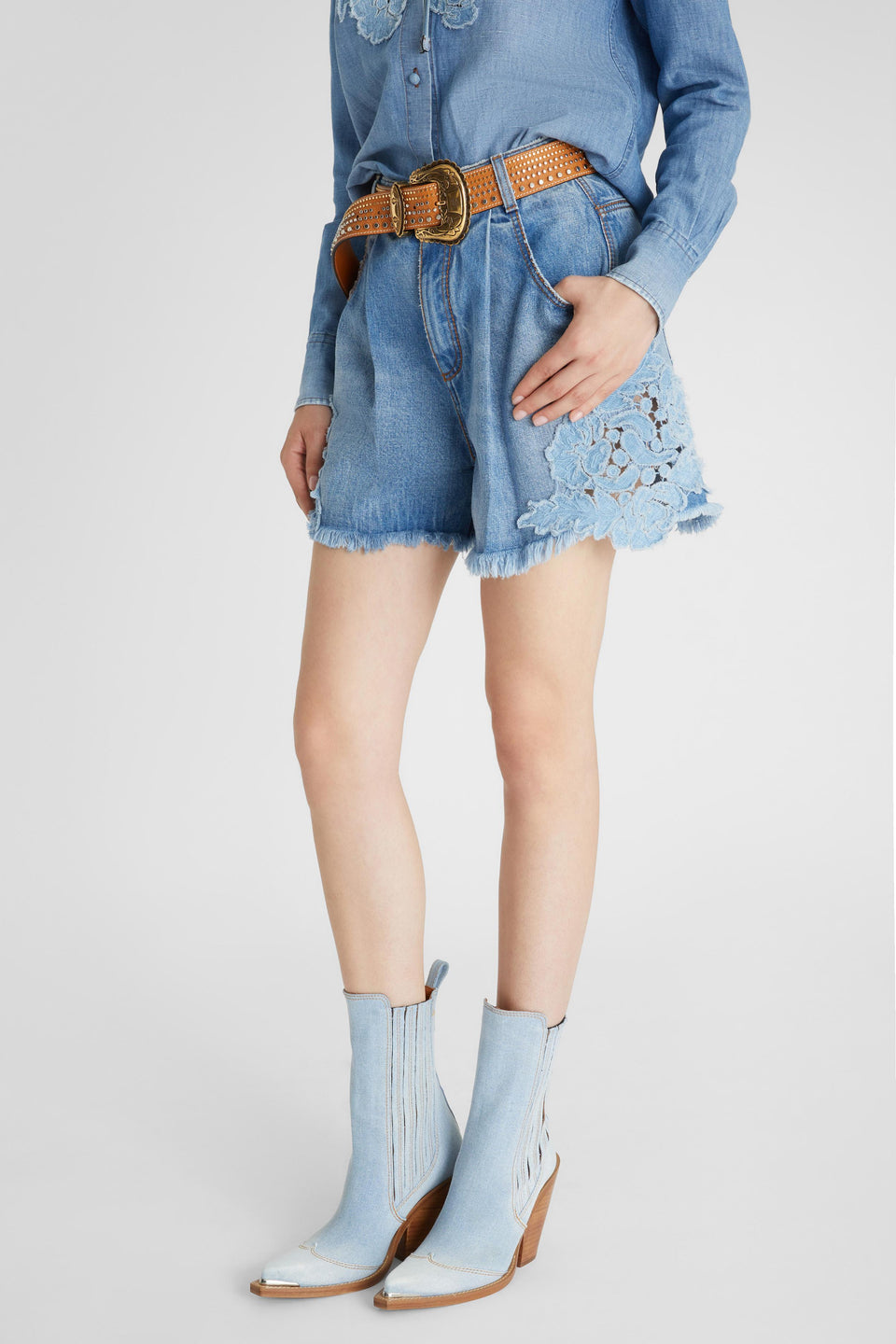 Blue denim shorts