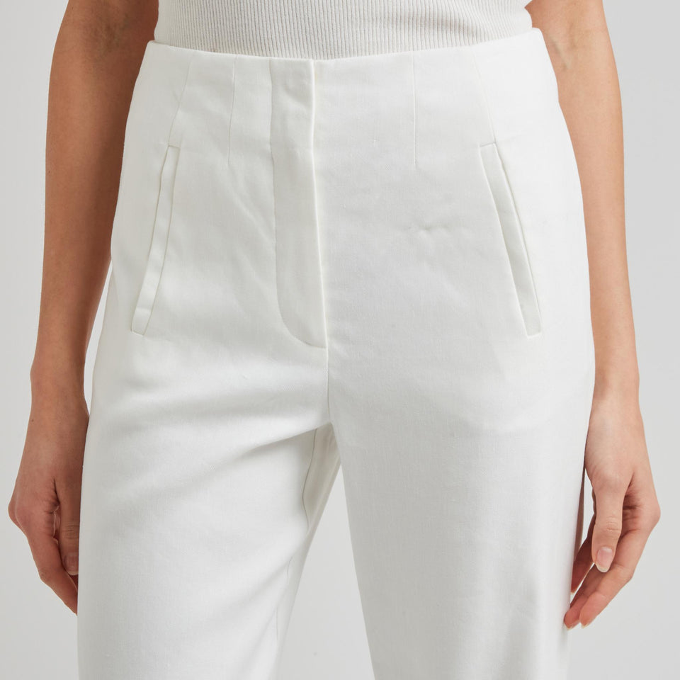 Pantalone svasato in tessuto bianco